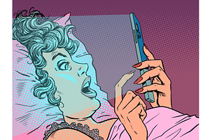 Pop Art Retro A woman in bed staring, a Technology Illustration by studiostoks
