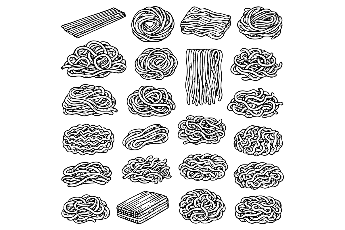 Noodle Varieties Illustration, an Object Graphic by nikagraphic (Photo 1 of 3)