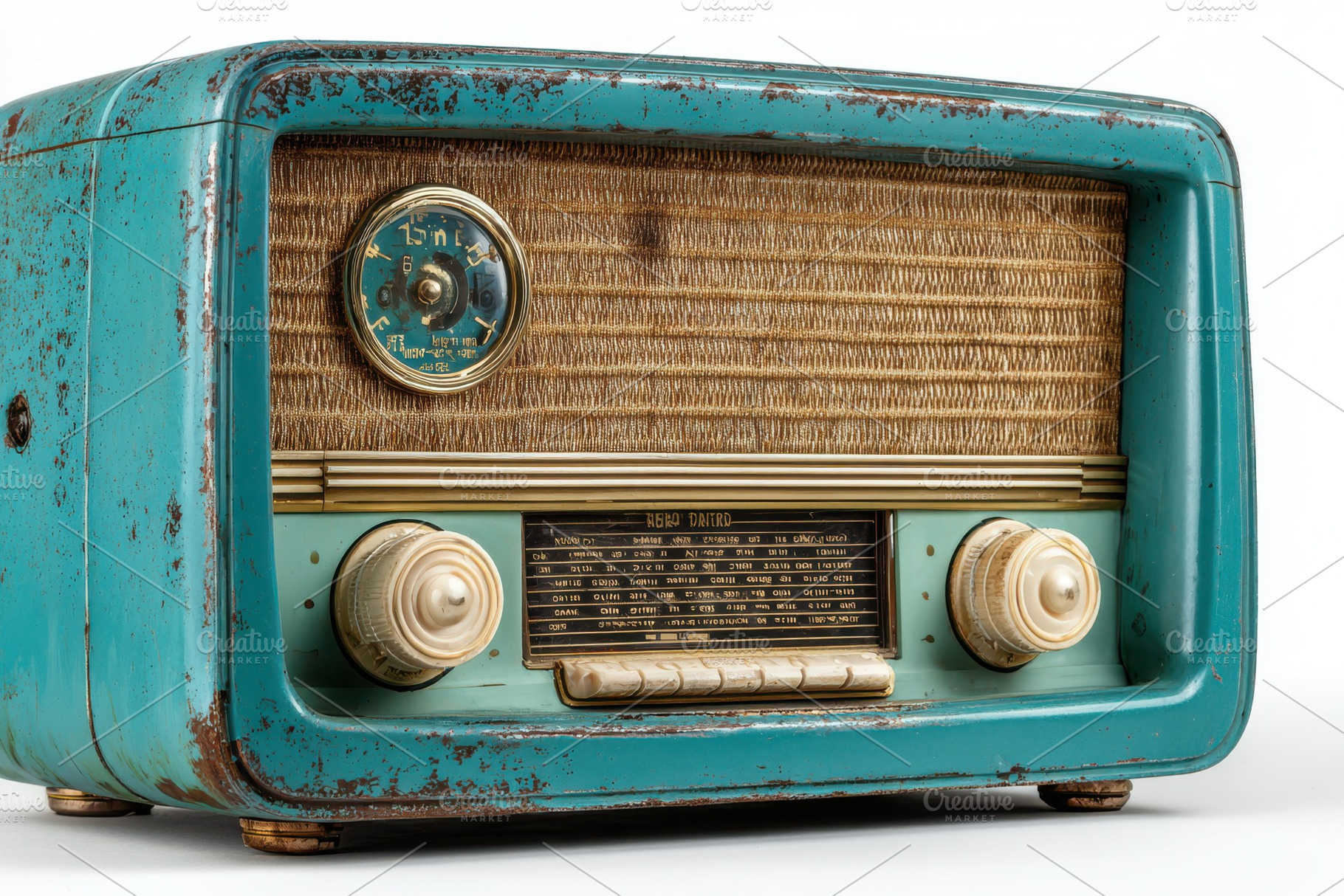 Vintage Teal Radio Antique Broadcast, a Photo by Pixeness Studio