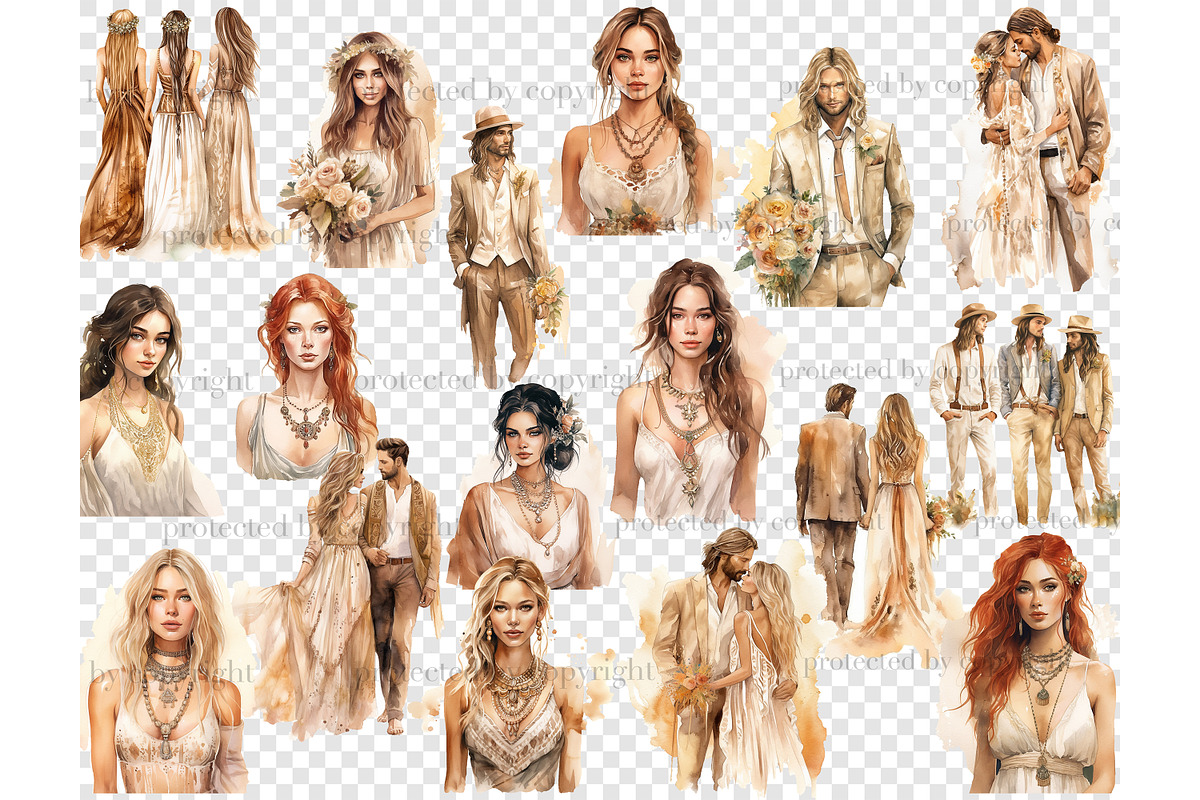 Bride and Groom Watercolor Clipart, a Person Illustration by GlamArtZhanna (Photo 5 of 5)