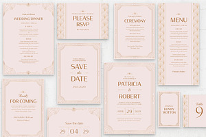 Pink Art Deco Wedding Stationery