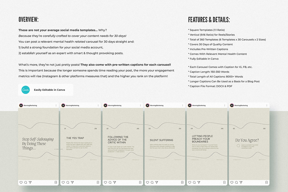 Mental Health Insta Carousels, a Social Media Template by AndrewPixel (Photo 2 of 15)