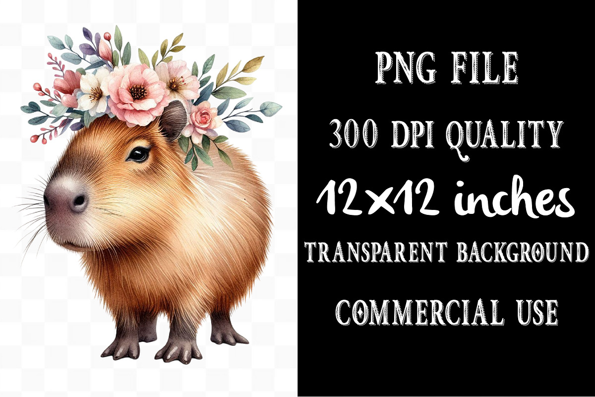 Capybara Watercolor Clipart, an Illustration by Designking (Photo 4 of 5)
