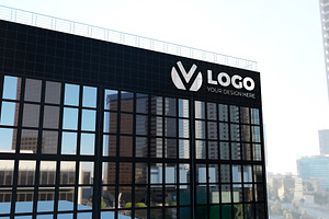 3d Logo Mockup In Building