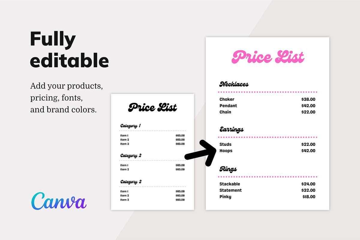 Canva Price List Signage Templates, a Marketing Template by Dandymark (Photo 2 of 7)