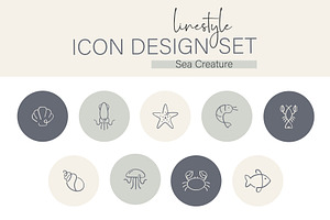 Icon Design Set Sea Creature, an Outline Icon by pepulousdsg