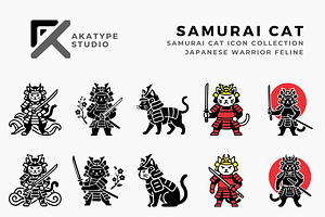 Samurai Cat Icon Collection