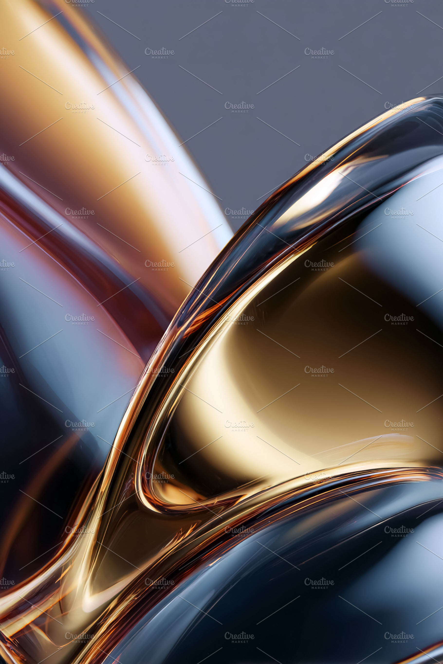 Abstract artwork featuring dynamic metallic shapes with reflective surfaces, ex, a Photo by Studio ANNA