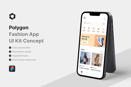 Polygon - Fashion App UI Kit, an UI Kit Template by iDoodle Studio