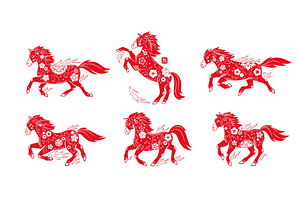 Chinese fiery horse. Red traditional, an Object Illustration by YummyBuum