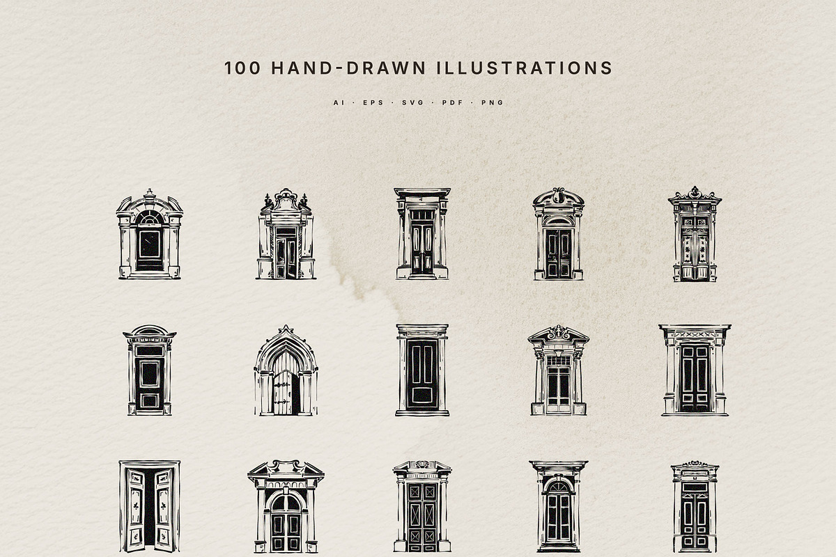 100 Architectural Door Illustrations, an Object Illustration by KetteCreate (Photo 7 of 14)