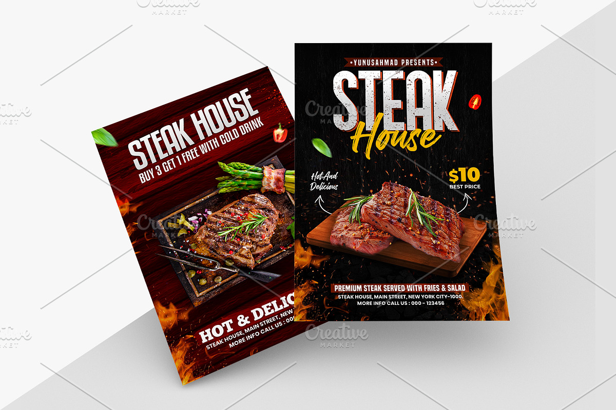 Steak BBQ Fast Food Flyer Template, a Flyer Template by Yunus Ahmad (Photo 1 of 3)