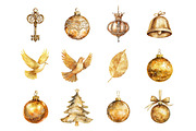 Gold Glitter Christmas Ornaments, an Illustration by Design Market (Thumbnail 3 of 3)