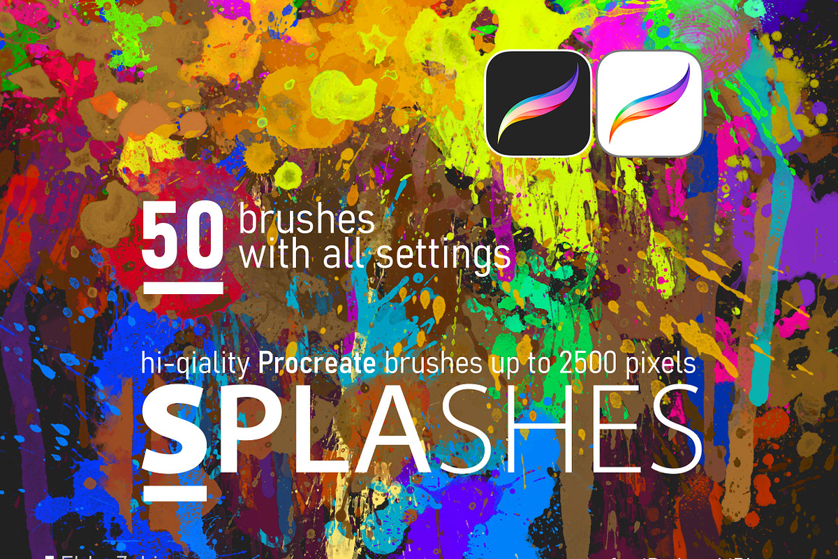50 HQ SPLASHES Procreate brushes, a Brush Add-On by Eldar Zakirov's (Photo 1 of 10)