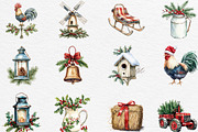 Vintage Christmas Farm Clipart, an Illustration by Black Bird Studio (Thumbnail 4 of 6)