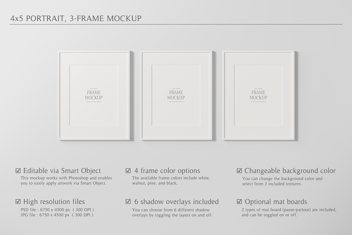4x5 Portrait, 3 Frame Mockup, a Household Mockup by Lelu Art Design (Photo 6 of 11)