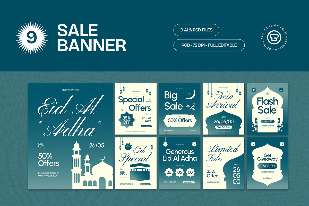 Eid Al Adha Sale Banner, a Social Media Template by graphicook (Photo 1 of 4)