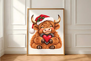 Christmas Highland Cow Heart PNG, a Seasonal Illustration by Daily.Designs (Thumbnail 5 of 5)
