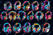 Colorful Digital Art Headphones, an Object Graphic by DreamerStarCo (Thumbnail 3 of 4)