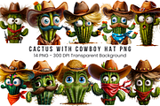 Cactus with Cowboy Hat PNG Bundle, a Graphic by Clipart Bloom (Thumbnail 1 of 15)