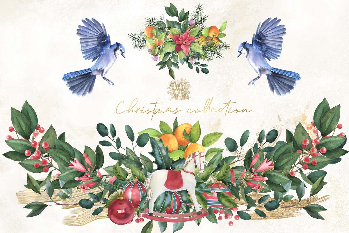 Watercolor Christmas clip art set, an Illustration by WonderWonder (Photo 18 of 21)