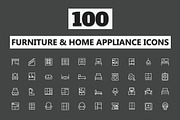 100 Furniture Home Appliances Icons, an Outline Icon by FlatLineIcons (Thumbnail 1 of 3)
