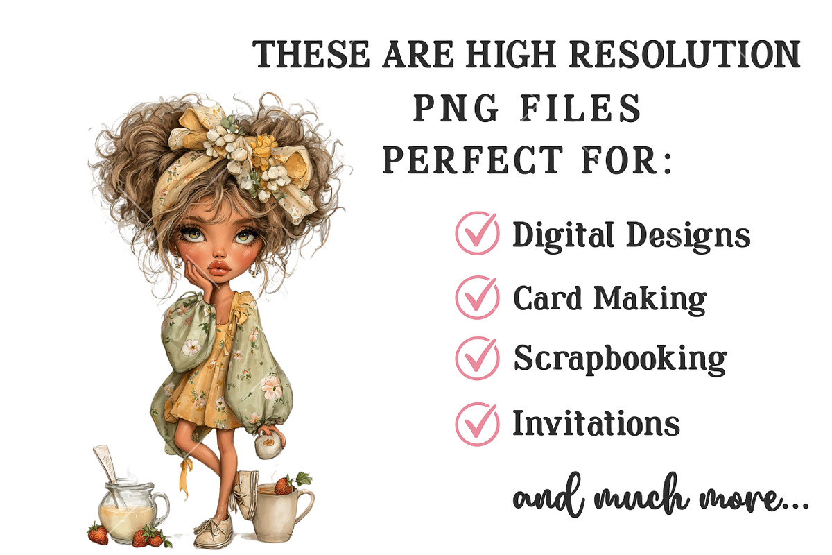 Whimsical Summer Coffee Girl Clipart, a Seasonal Illustration by OK Design (Photo 6 of 6)