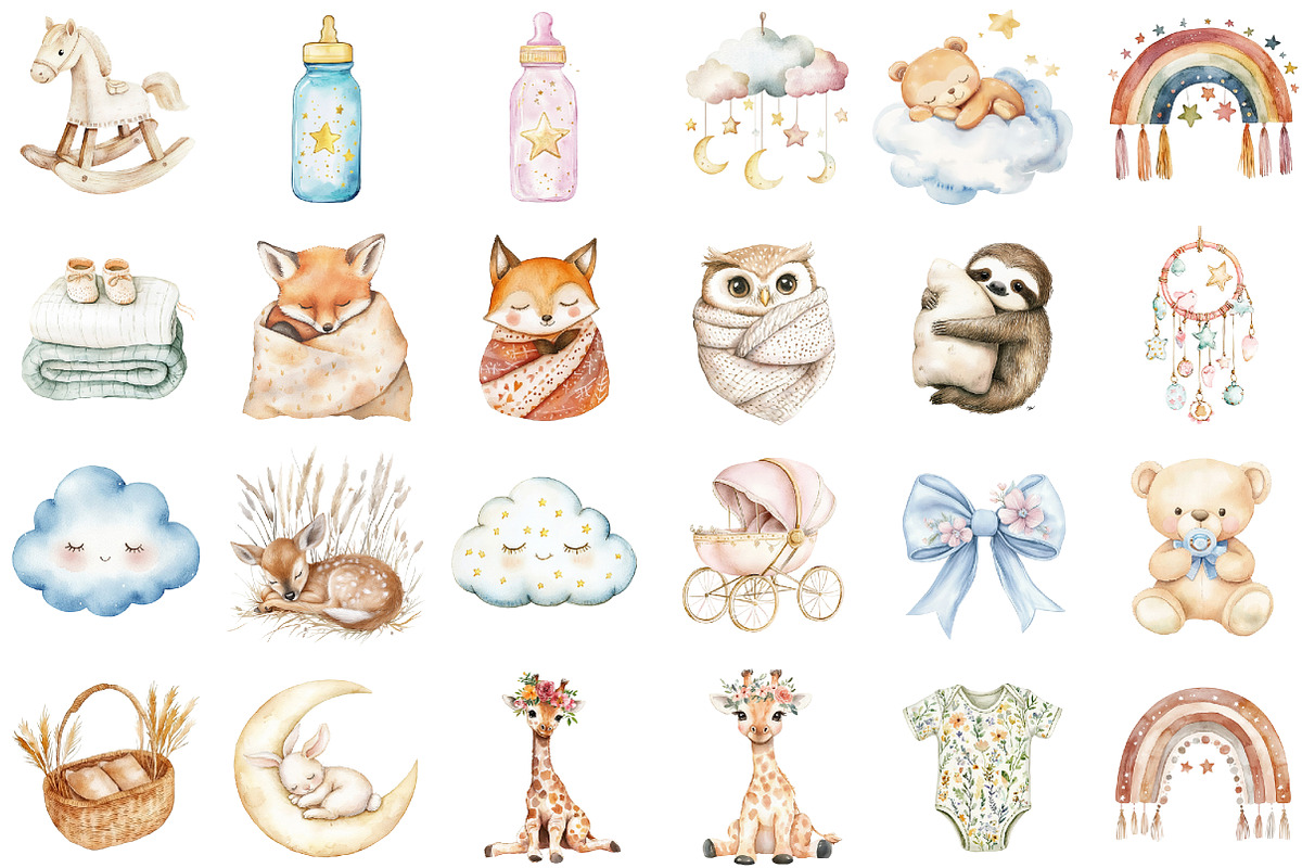 Baby Shower Clipart,Boho Nursery Cli, an Illustration by Sublimation Artist (Photo 2 of 6)