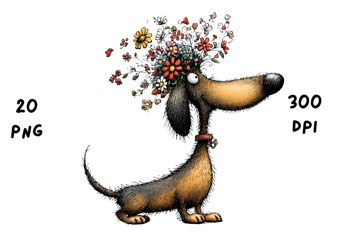 Whimsical Floral Dachshund, Cute Dog, an Animal Illustration by GiraffeCreative (Photo 6 of 20)