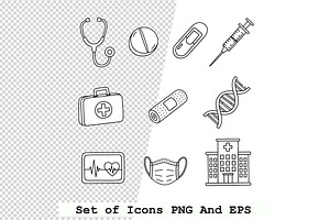 Set of  medical icons in hand drawn, an Icon by one-touch