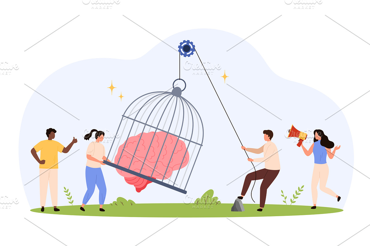 Mental Health Support Concept with, a Person Illustration by Flashvector