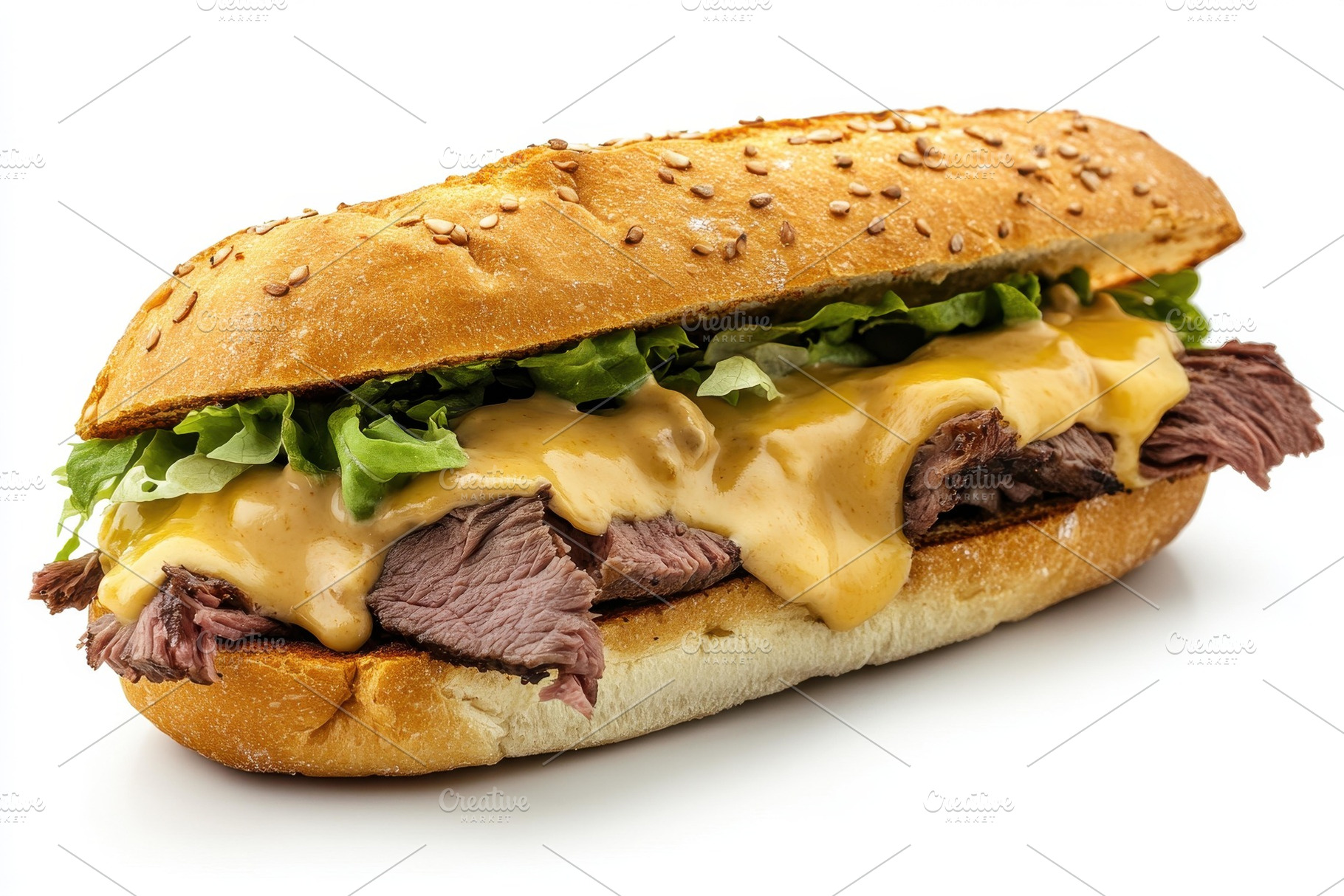 Delicious sandwich with roast beef,, a Photo by Tanuart