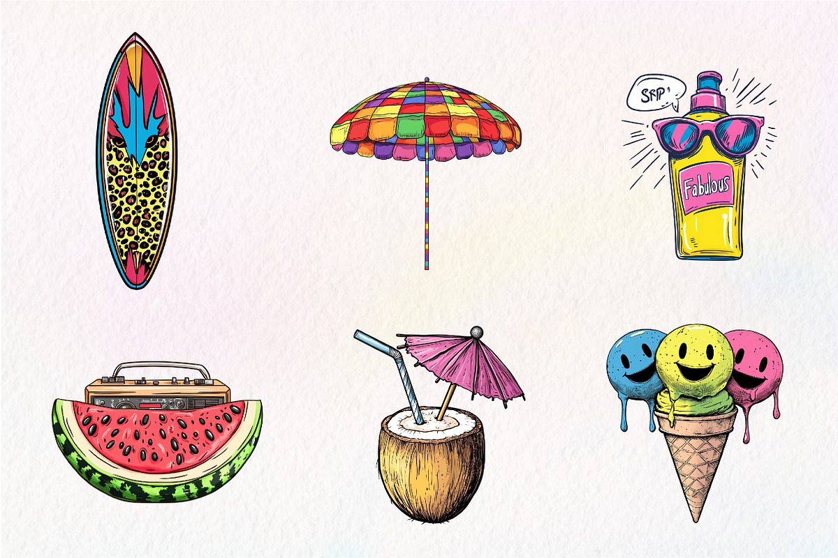 Funky Summer Clipart, an Illustration by CreationArt (Photo 2 of 5)