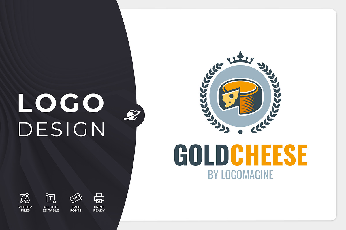 Gold Cheese Logo Template, a Branding & Logo Template by LOGOMAGINE (Photo 1 of 16)