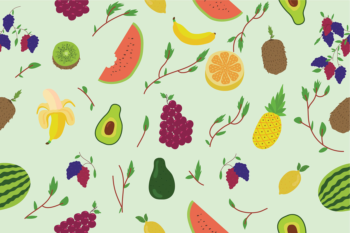 Fruit Pattern - Vector Illustration, a Decorative Illustration by AQR ...