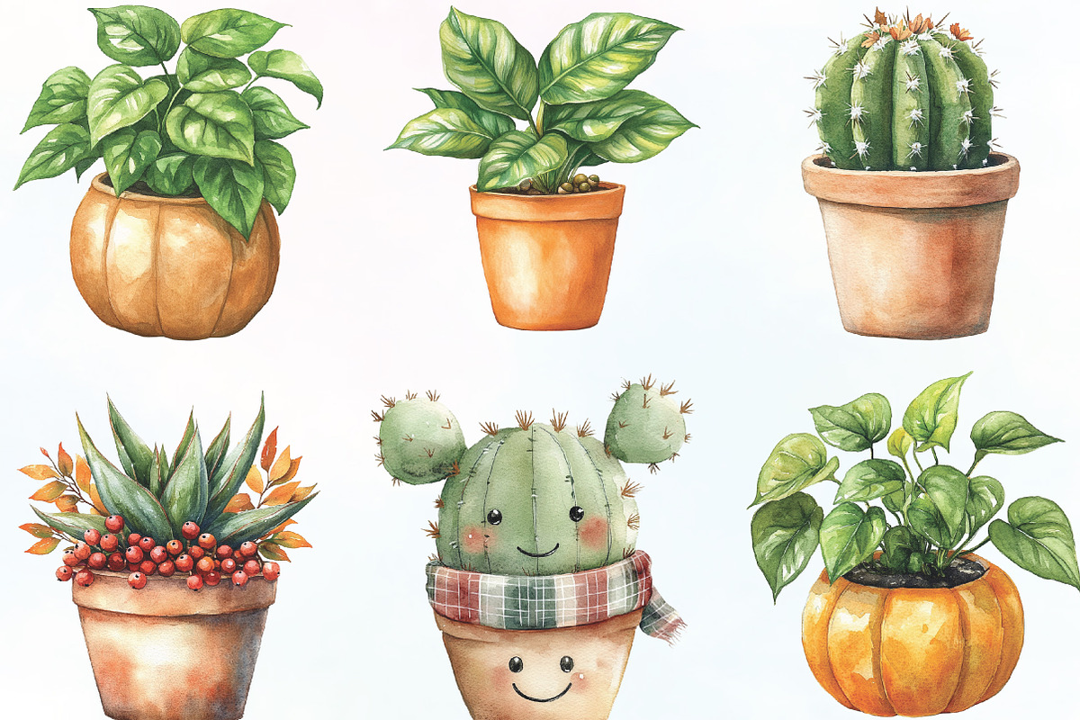 Positive Autumn House Plant PNG, an Illustration by CraftArtStudio (Photo 2 of 6)