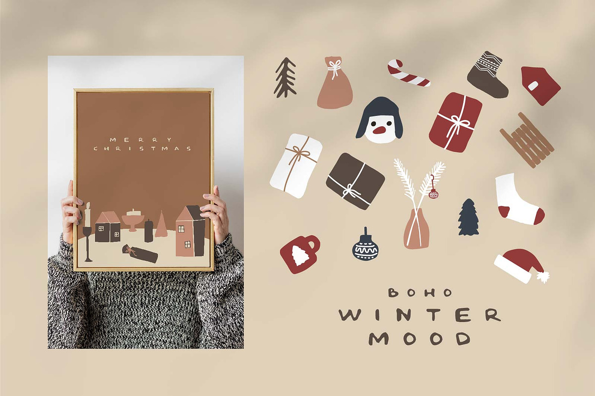Winter boho decoration elements, a Decorative Illustration by essskina (Photo 1 of 11)