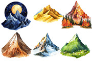 Watercolor Mountain Clipart, an Illustration by Designworld (Thumbnail 3 of 6)