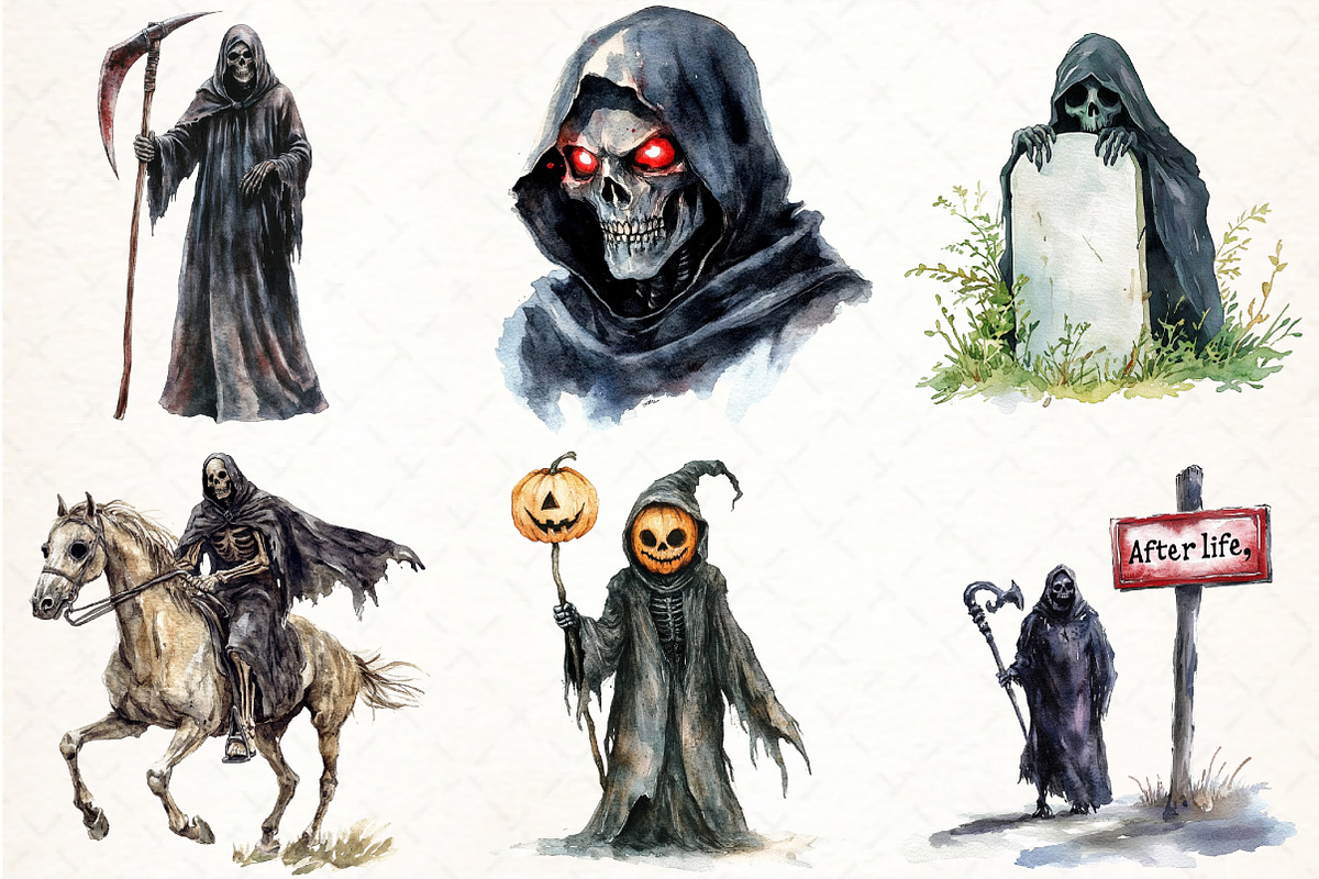 Grim Reaper Halloween Bundle, an Illustration by Pixels.Craft (Photo 2 of 7)