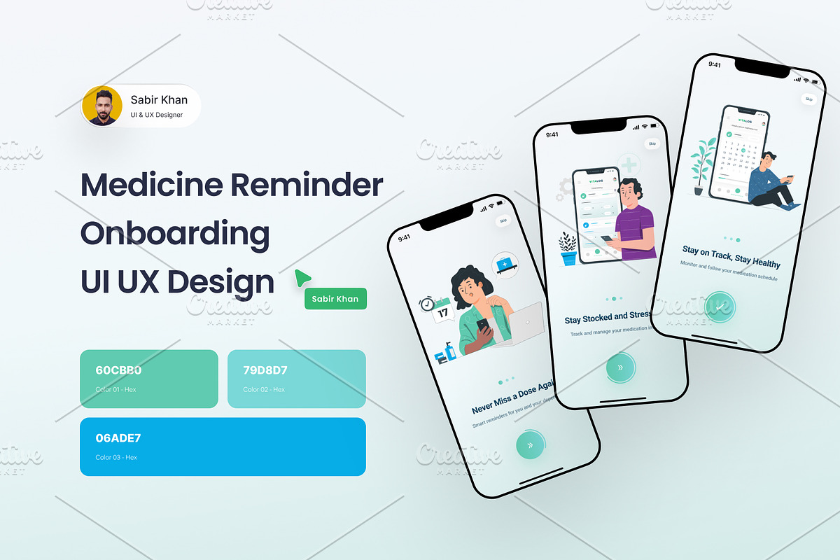 Medicine Reminder App Onboarding, an App Template by DesignBox (Photo 1 of 3)