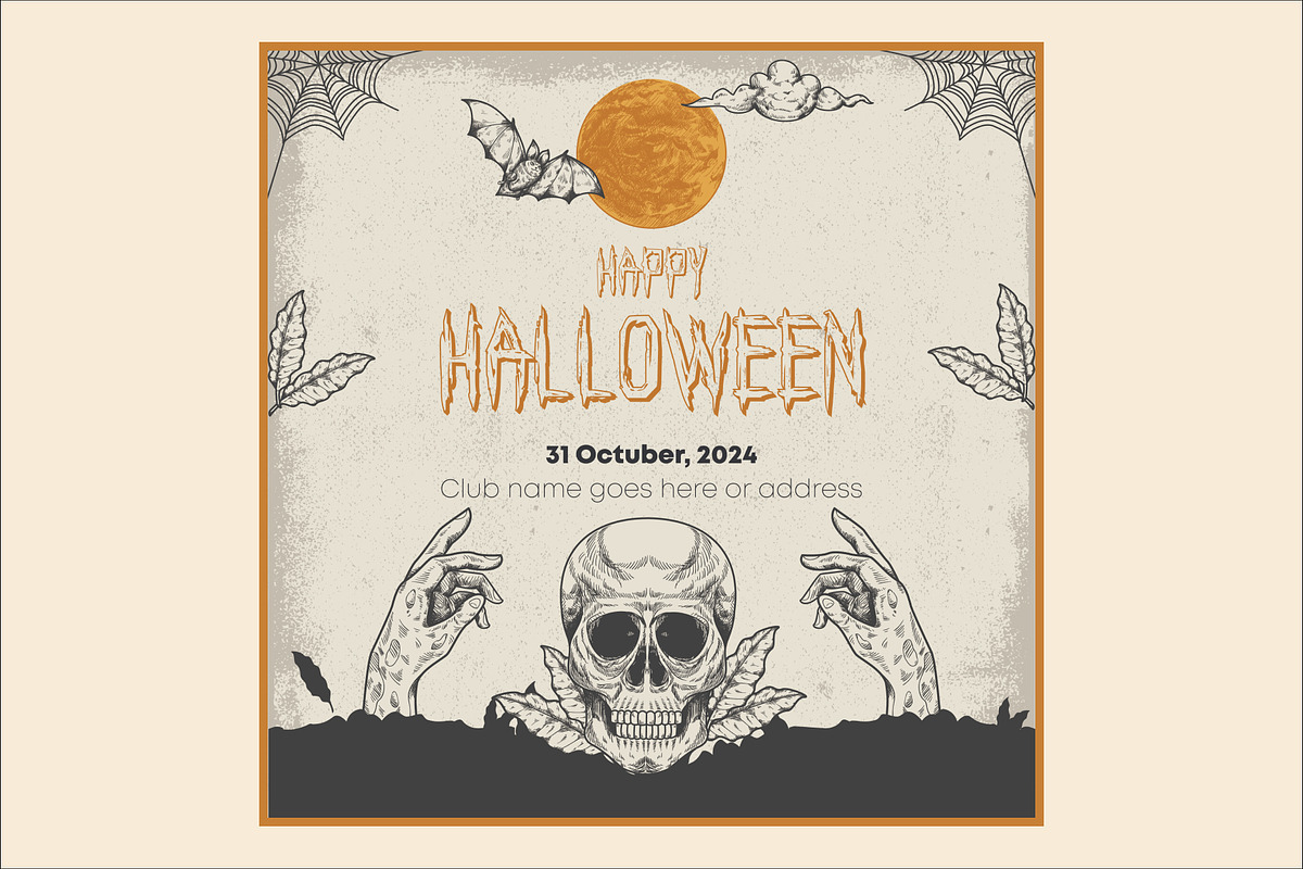 Halloween Vintage Invitation Post, an Invitation Template by DesignBox