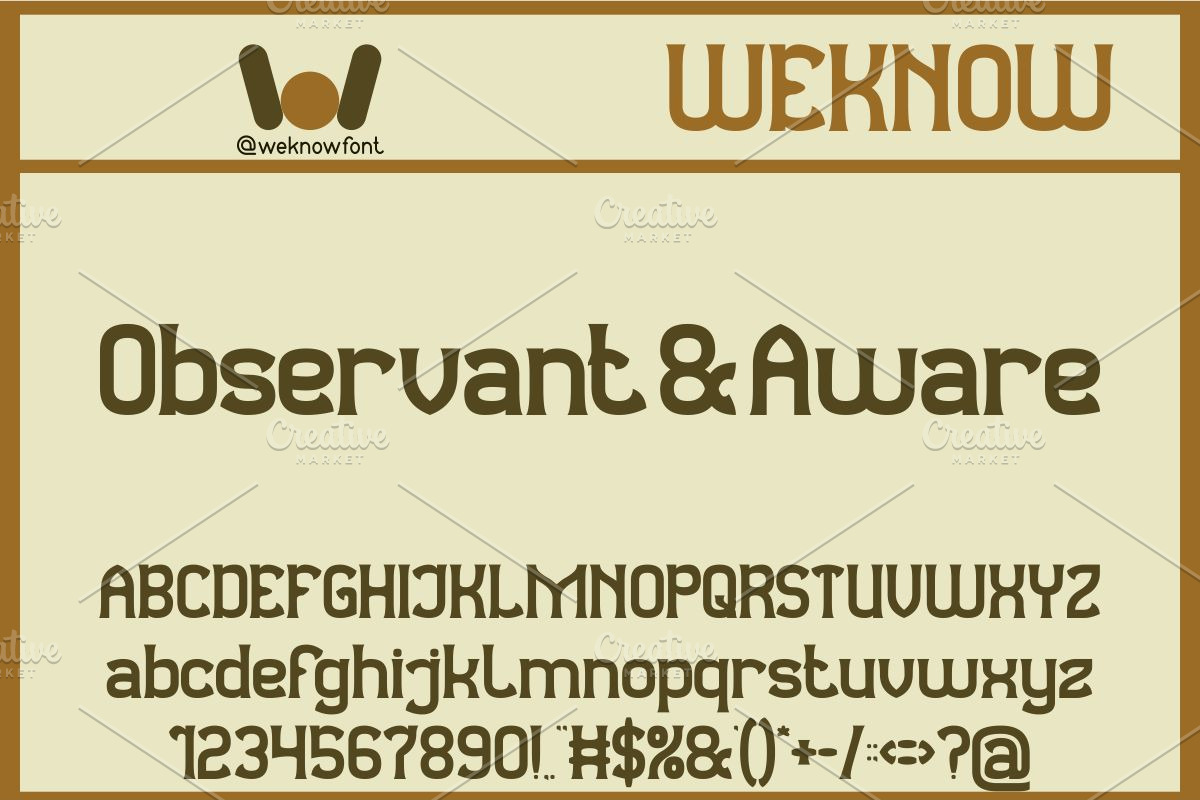 Observant and Aware font, a Sans Serif Font by weknow (Photo 1 of 8)