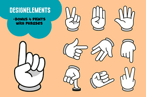 Cartoon Hands, Gestures with Signs, a Person Illustration by Lettering_Logo