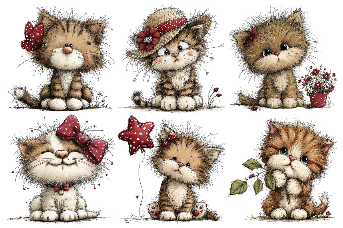 Cute Cat Clipart Bundle, an Illustration by Pixels.Craft (Photo 6 of 6)
