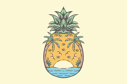 Summer Pineapple, a Seasonal Illustration by Mangustudio