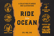 Vintage Surf Badge & Illustrations, an Illustration by elliazidi.designs (Thumbnail 1 of 7)