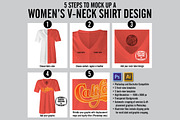 Women's V-Neck Mockup Templates, a Shirt Mockup by TheVectorLab (Thumbnail 2 of 3)