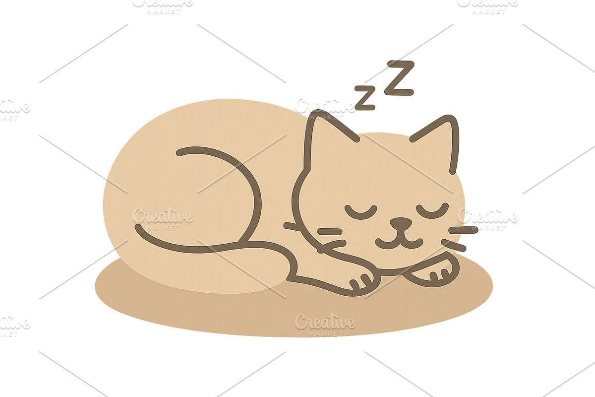 Sleepy cat resting peacefully on a, an Animal Illustration by ZinetroN