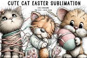 Cute Cat Easter Sublimation, an Illustration by CreationArt (Thumbnail 1 of 7)