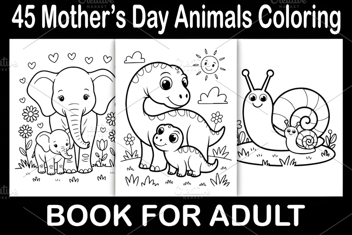 Mother’s Day Animals Coloring Book, a Seasonal Illustration by Design Station (Photo 1 of 3)